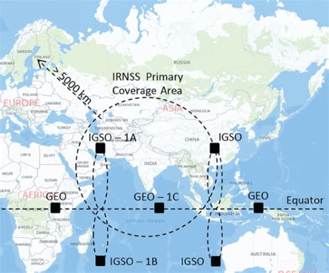 Mapa de cobertura de NavIC