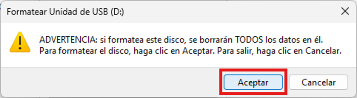 Aceptar formato